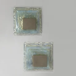 New Pamono Italian Modern Glass and Metal Wall Lamps attributed to Carlo Nason, 1970s, Set of 2