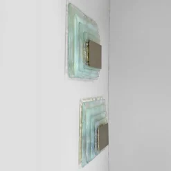 New Pamono Italian Modern Glass and Metal Wall Lamps attributed to Carlo Nason, 1970s, Set of 2