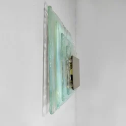 New Pamono Italian Modern Glass and Metal Wall Lamps attributed to Carlo Nason, 1970s, Set of 2