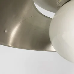 Discount Pamono Italian Modern Metal and Opaline Glass Pendant by Vico Magistretti for Artemide, 1970s