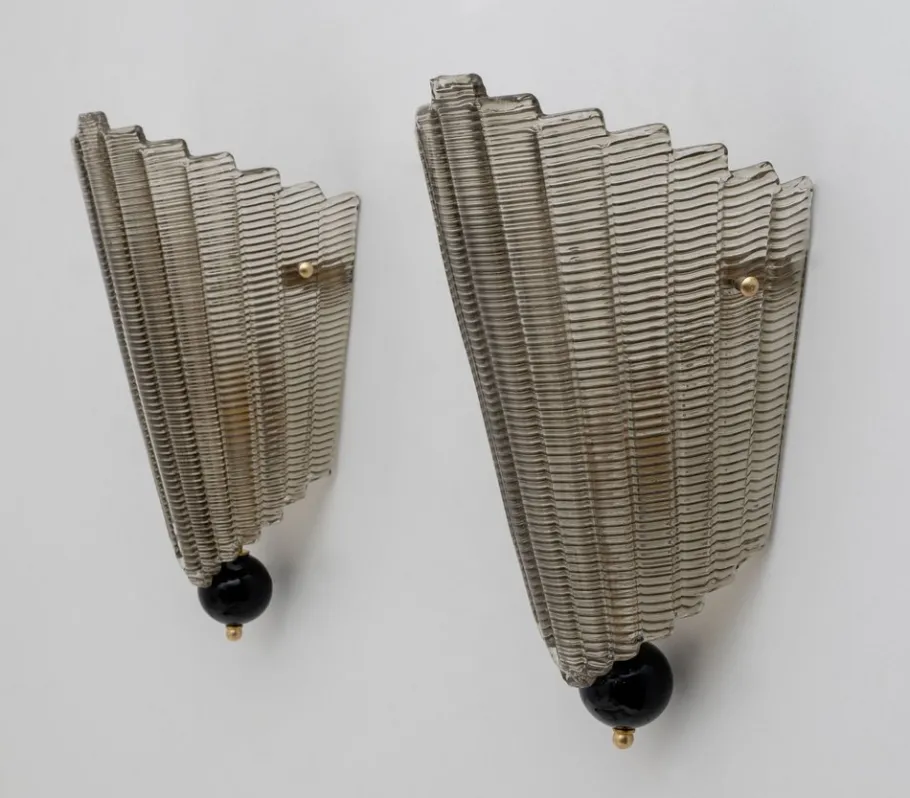 Online Pamono Italian Modern Murano Glass Textured Wall Sconces, 1980s, Set of 2