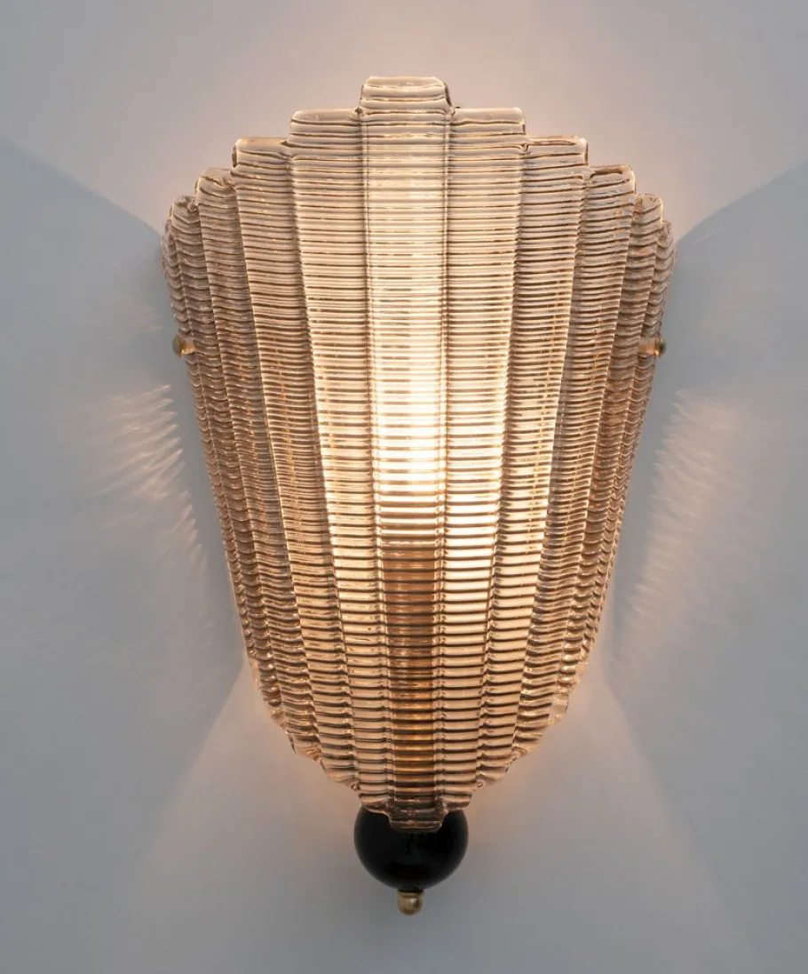 Online Pamono Italian Modern Murano Glass Textured Wall Sconces, 1980s, Set of 2