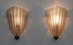 Online Pamono Italian Modern Murano Glass Textured Wall Sconces, 1980s, Set of 2