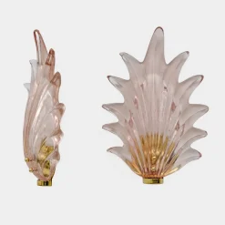 Discount Pamono Italian Modern Murano Glass Leaf Sconces in the style of Barovier & Toso, 2000, Set of 2