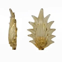 Clearance Pamono Italian Modern Murano Glass Leaf Sconces in the style of Barovier & Toso, 2000s, Set of 2