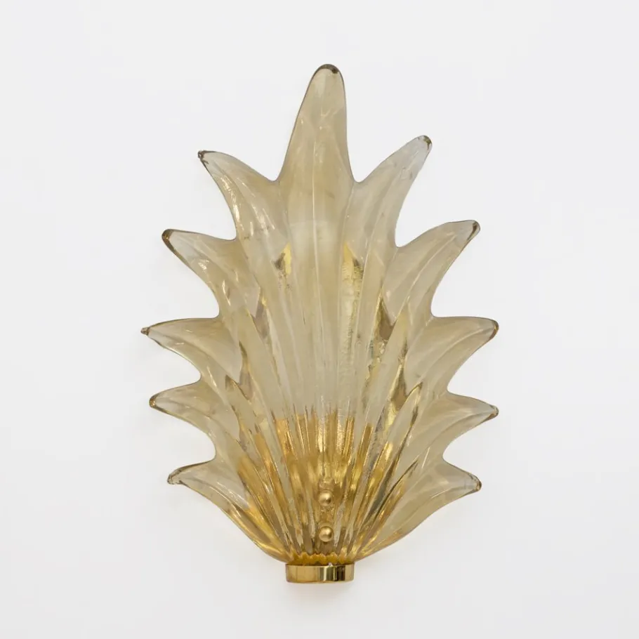 Clearance Pamono Italian Modern Murano Glass Leaf Sconces in the style of Barovier & Toso, 2000s, Set of 2
