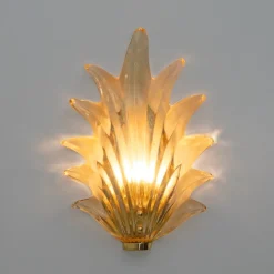 Clearance Pamono Italian Modern Murano Glass Leaf Sconces in the style of Barovier & Toso, 2000s, Set of 2