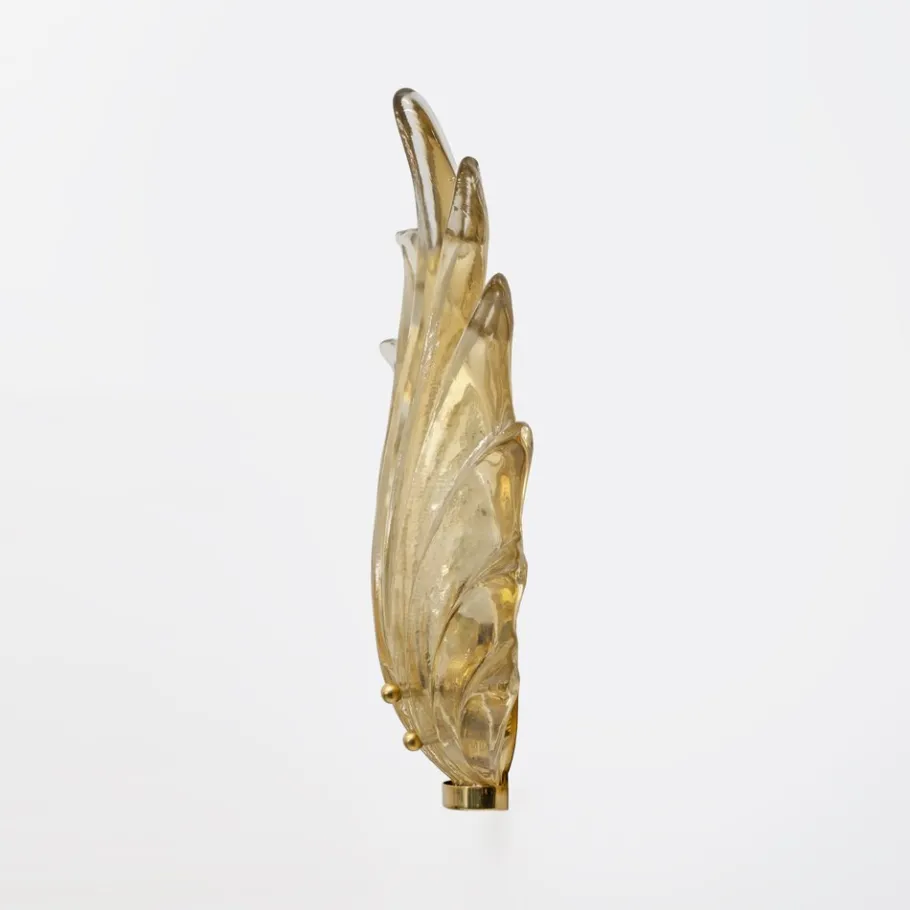 Clearance Pamono Italian Modern Murano Glass Leaf Sconces in the style of Barovier & Toso, 2000s, Set of 2
