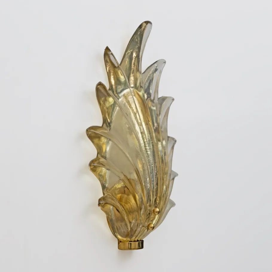 Clearance Pamono Italian Modern Murano Glass Leaf Sconces in the style of Barovier & Toso, 2000s, Set of 2