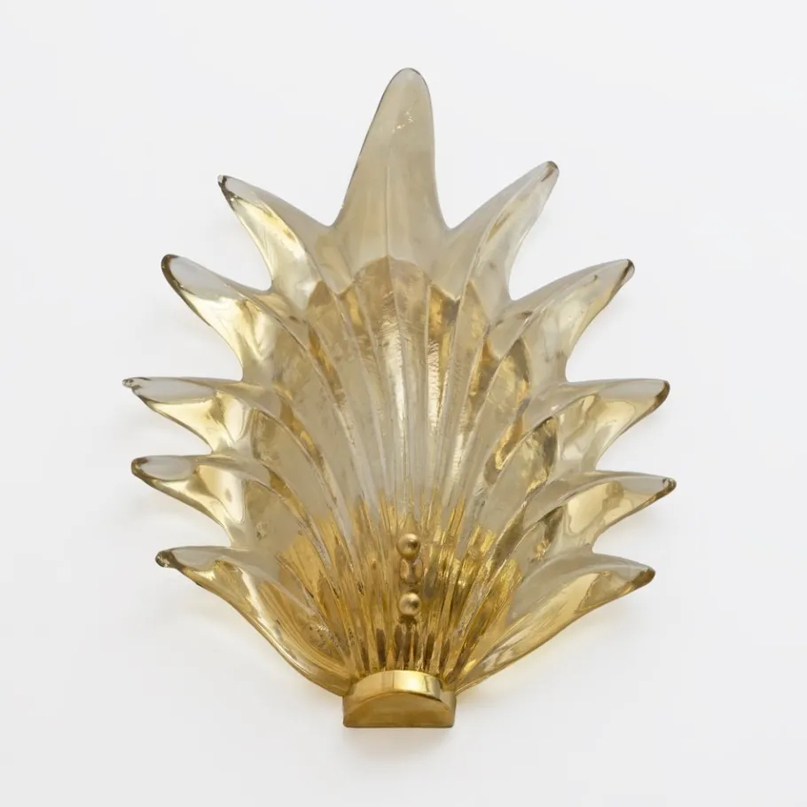 Clearance Pamono Italian Modern Murano Glass Leaf Sconces in the style of Barovier & Toso, 2000s, Set of 2