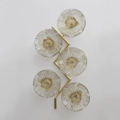 Clearance Pamono Italian Modern Murano Glass and Brass Flower Wall Lamps, 1990, Set of 2