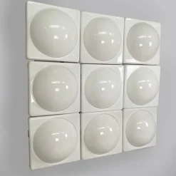 Hot Pamono Italian Modern Wall Lamps in White Plastic from L. & G. Pancaldi, 1980s, Set of 9