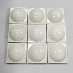 Hot Pamono Italian Modern Wall Lamps in White Plastic from L. & G. Pancaldi, 1980s, Set of 9