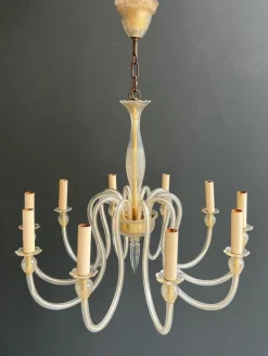 New Pamono Italian Murano Crystal Chandelier with 10 Arms, 1970