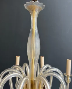 New Pamono Italian Murano Crystal Chandelier with 10 Arms, 1970
