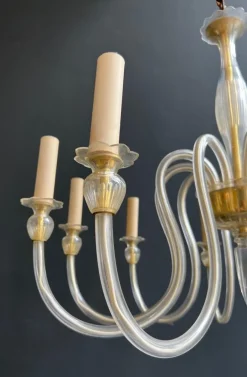 New Pamono Italian Murano Crystal Chandelier with 10 Arms, 1970