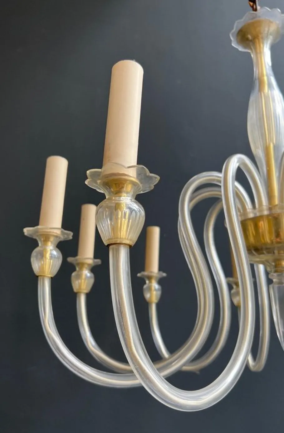 New Pamono Italian Murano Crystal Chandelier with 10 Arms, 1970