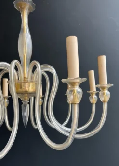 New Pamono Italian Murano Crystal Chandelier with 10 Arms, 1970