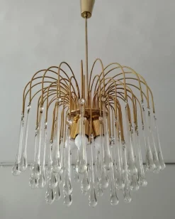 Hot Pamono Italian Murano Crystal Teardrop Waterfall Chandelier, 1970s