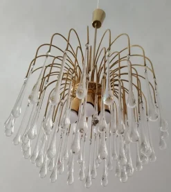 Hot Pamono Italian Murano Crystal Teardrop Waterfall Chandelier, 1970s