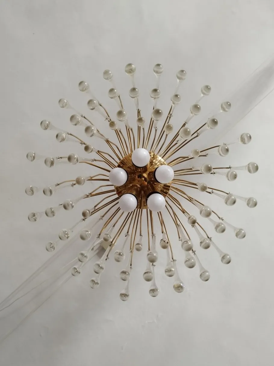 Hot Pamono Italian Murano Crystal Teardrop Waterfall Chandelier, 1970s