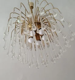 Hot Pamono Italian Murano Crystal Teardrop Waterfall Chandelier, 1970s
