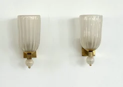 Online Pamono Italian Murano Glass and Brass Wall Light, 1990s