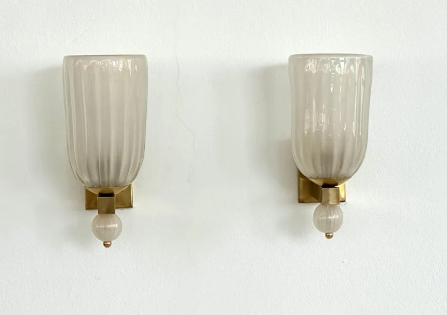 Online Pamono Italian Murano Glass and Brass Wall Light, 1990s