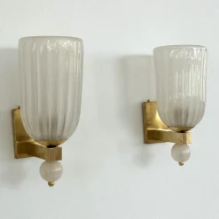 Online Pamono Italian Murano Glass and Brass Wall Light, 1990s