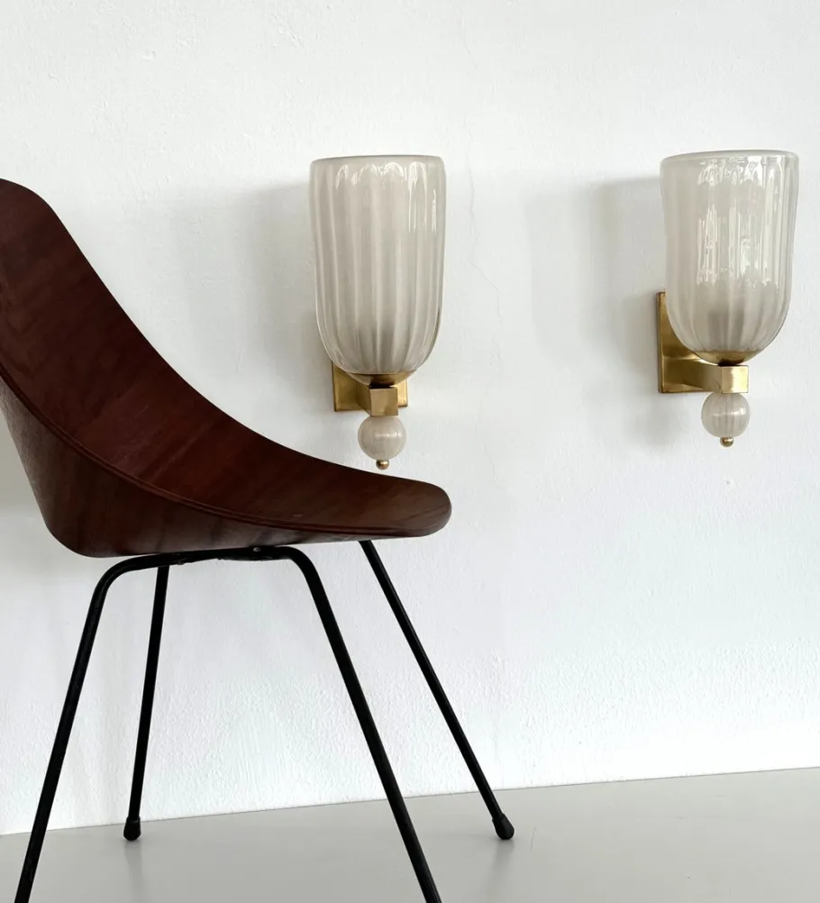 Online Pamono Italian Murano Glass and Brass Wall Light, 1990s