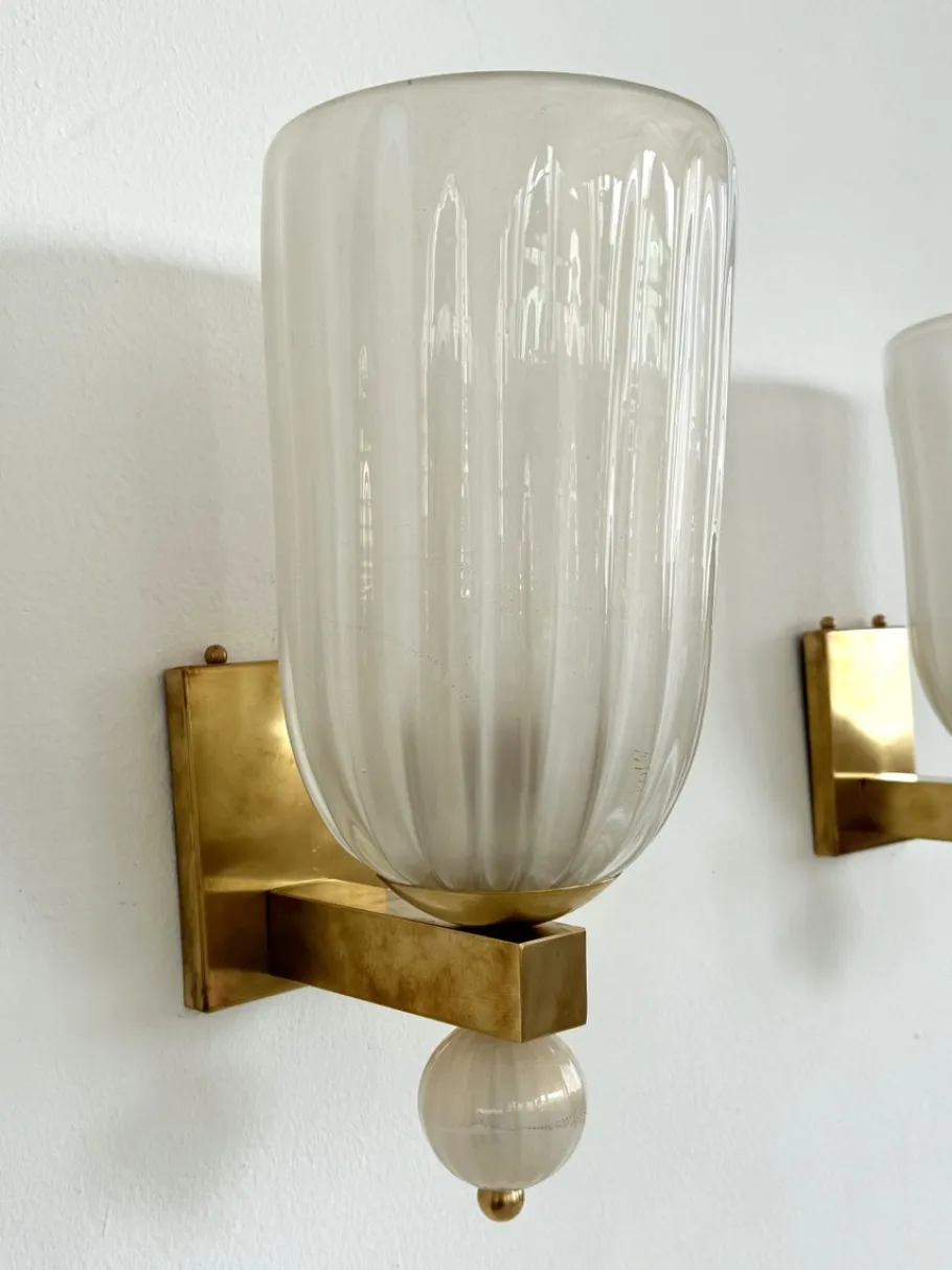 Online Pamono Italian Murano Glass and Brass Wall Light, 1990s