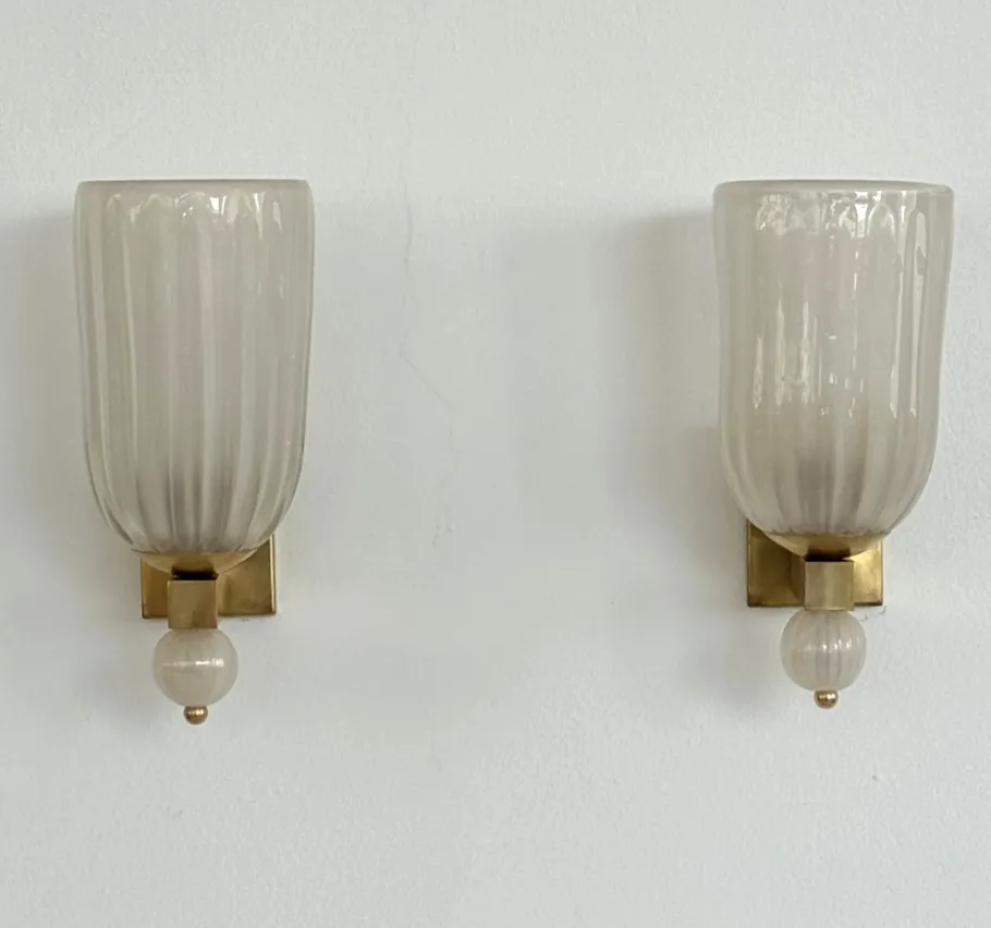 Online Pamono Italian Murano Glass and Brass Wall Light, 1990s