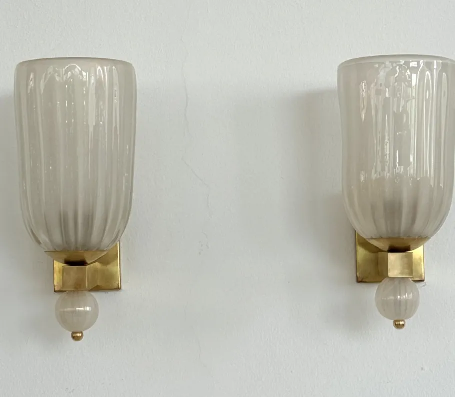Online Pamono Italian Murano Glass and Brass Wall Light, 1990s