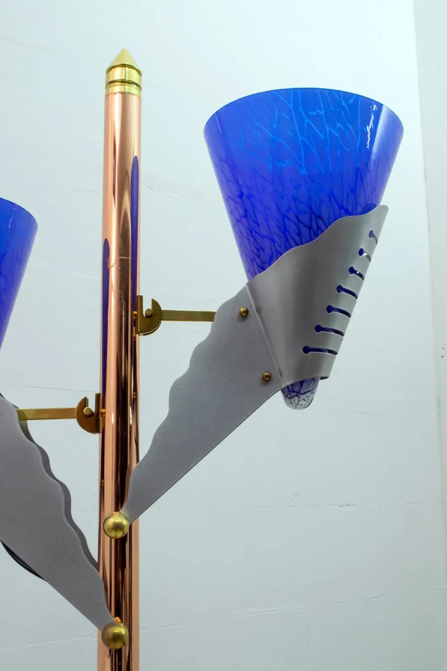 Clearance Pamono Italian Murano Glass and Brass Floor Lamp from Relco Milano, 1980s