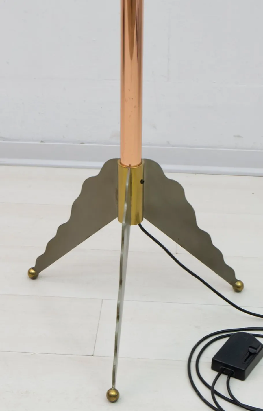 Clearance Pamono Italian Murano Glass and Brass Floor Lamp from Relco Milano, 1980s