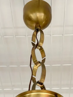 New Pamono Italian Murano Glass and Brass Chain Chandelier attributed to Aldo Nason for Mazzega, 1970s