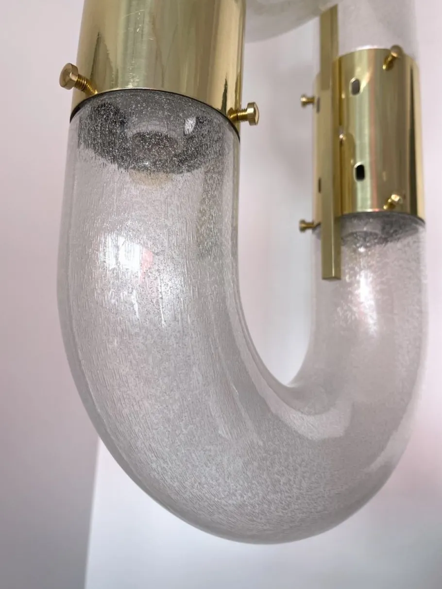 Discount Pamono Italian Murano Glass and Brass Chain Chandelier by Aldo Nason for Mazzega, 1970s