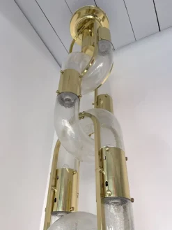 Discount Pamono Italian Murano Glass and Brass Chain Chandelier by Aldo Nason for Mazzega, 1970s