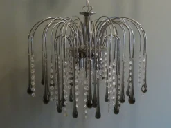 Clearance Pamono Italian Murano Glass Drop Waterfall Chandelier, 1960s