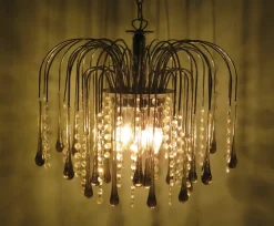 Clearance Pamono Italian Murano Glass Drop Waterfall Chandelier, 1960s