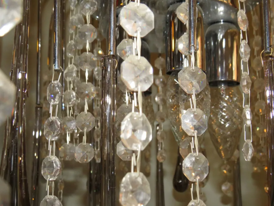 Clearance Pamono Italian Murano Glass Drop Waterfall Chandelier, 1960s