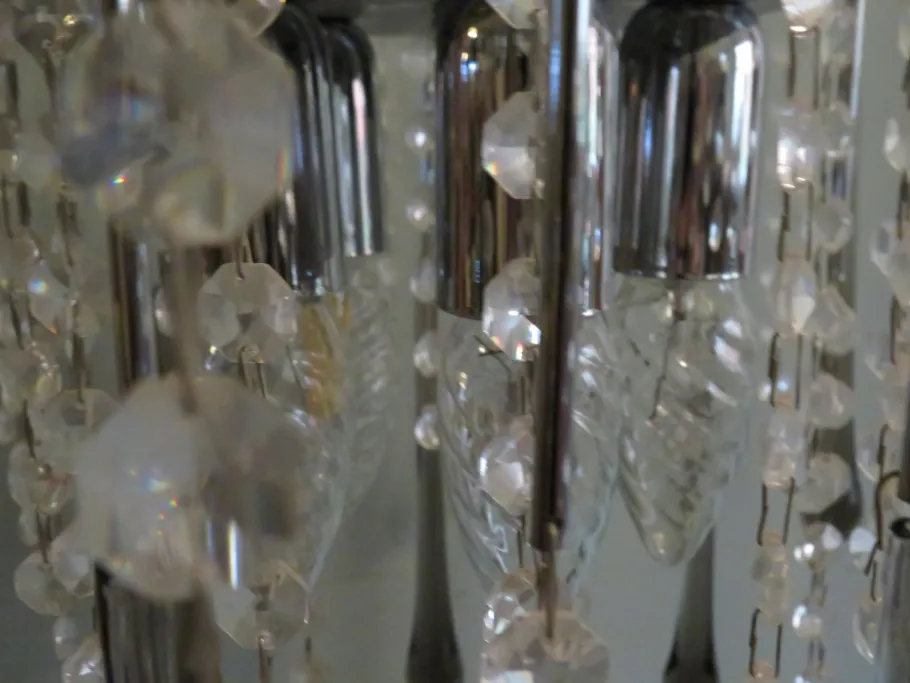 Clearance Pamono Italian Murano Glass Drop Waterfall Chandelier, 1960s