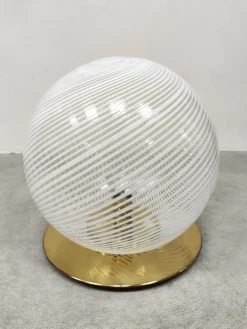 Hot Pamono Italian Murano Glass Globe Swirl Table Lamp in the style of Venini, 1970s