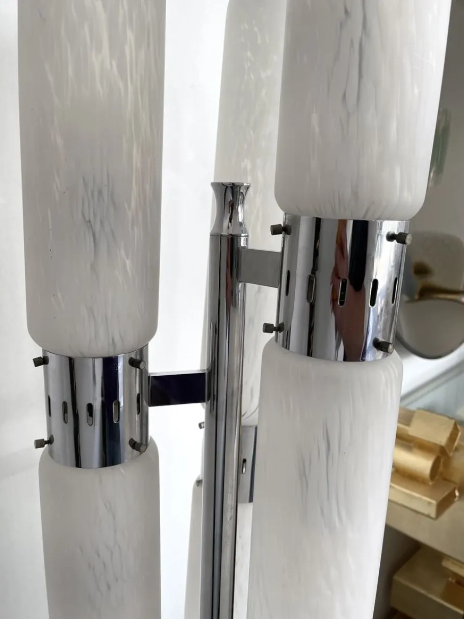 Best Pamono Italian Murano Glass, Metal & Chrome Floor Lamp from Mazzega, 1970s