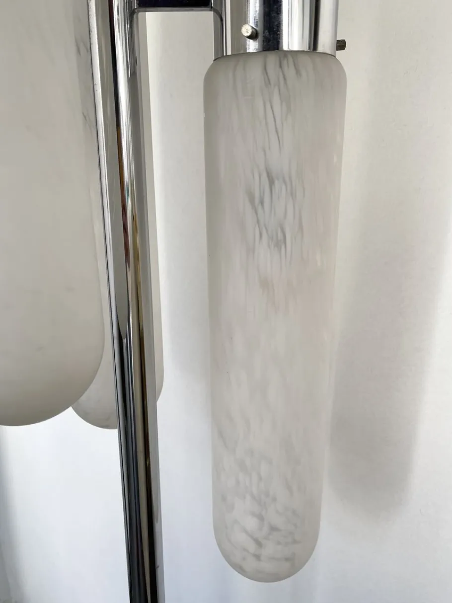 Best Pamono Italian Murano Glass, Metal & Chrome Floor Lamp from Mazzega, 1970s