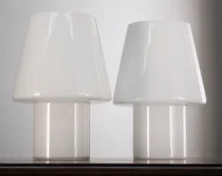 Clearance Pamono Italian Murano Glass Mushroom Table Lamps, 1980s, Set of 2