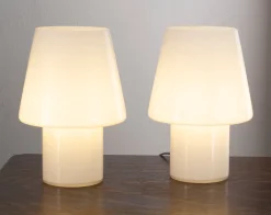 Clearance Pamono Italian Murano Glass Mushroom Table Lamps, 1980s, Set of 2