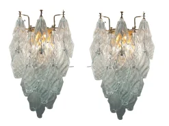 Clearance Pamono Italian Murano Glass Polygon Sconces, Set of 2