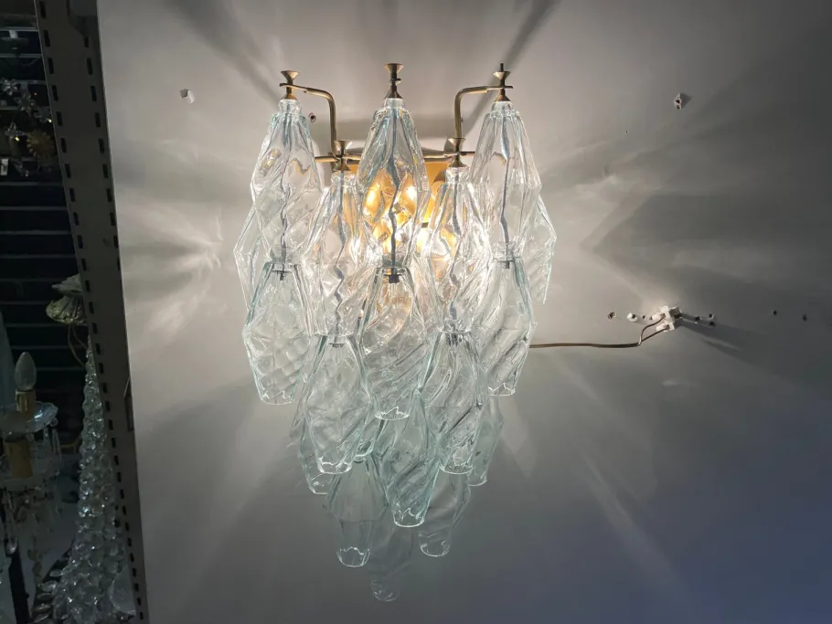 Clearance Pamono Italian Murano Glass Polygon Sconces, Set of 2