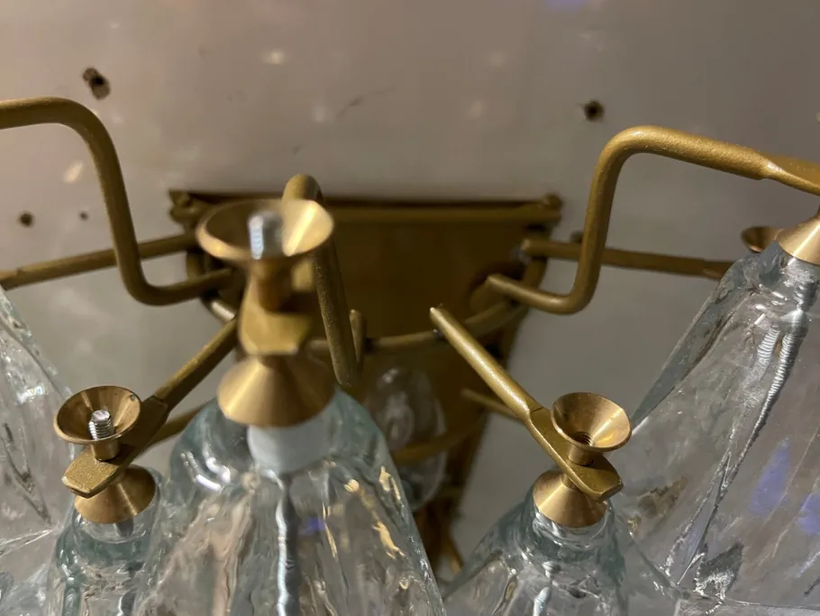 Clearance Pamono Italian Murano Glass Polygon Sconces, Set of 2